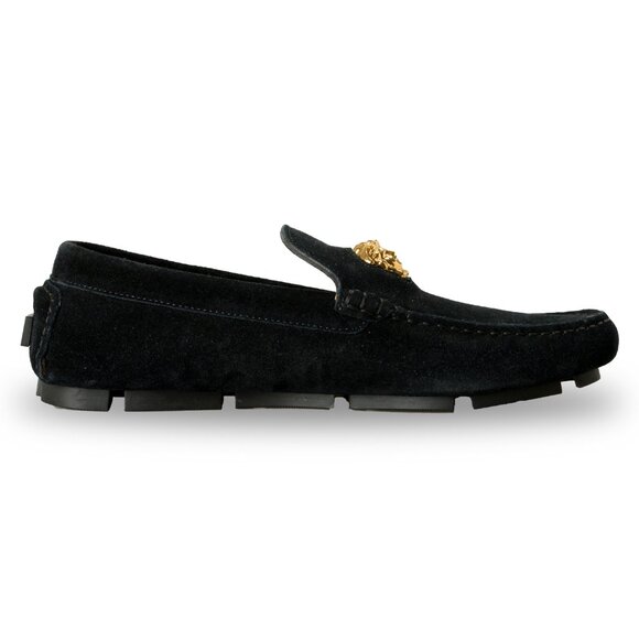 Versace Men\'s 100% Suede Leather Gold Medusa Driver Loafers Shoes US 7 IT 40 main image 5